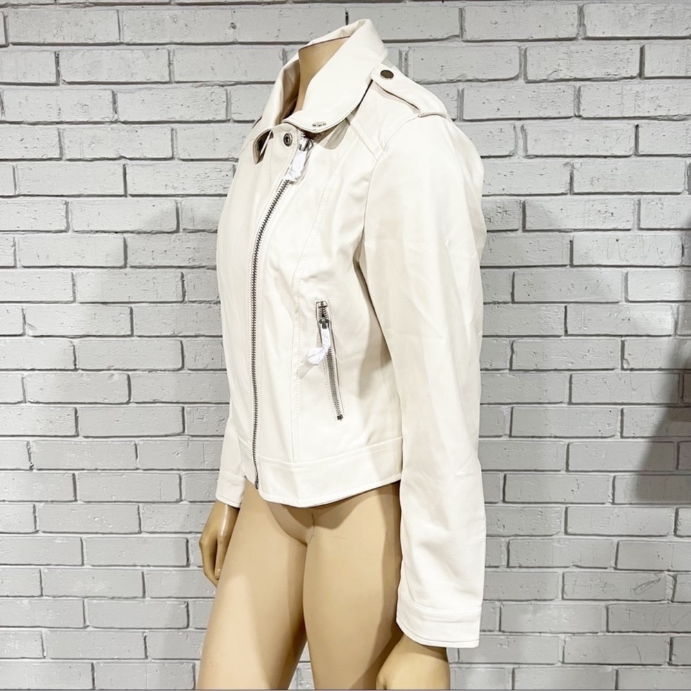 Barney’s Originals Faux Leather Just Married Ecru Jacket - Picture 5 of 7
